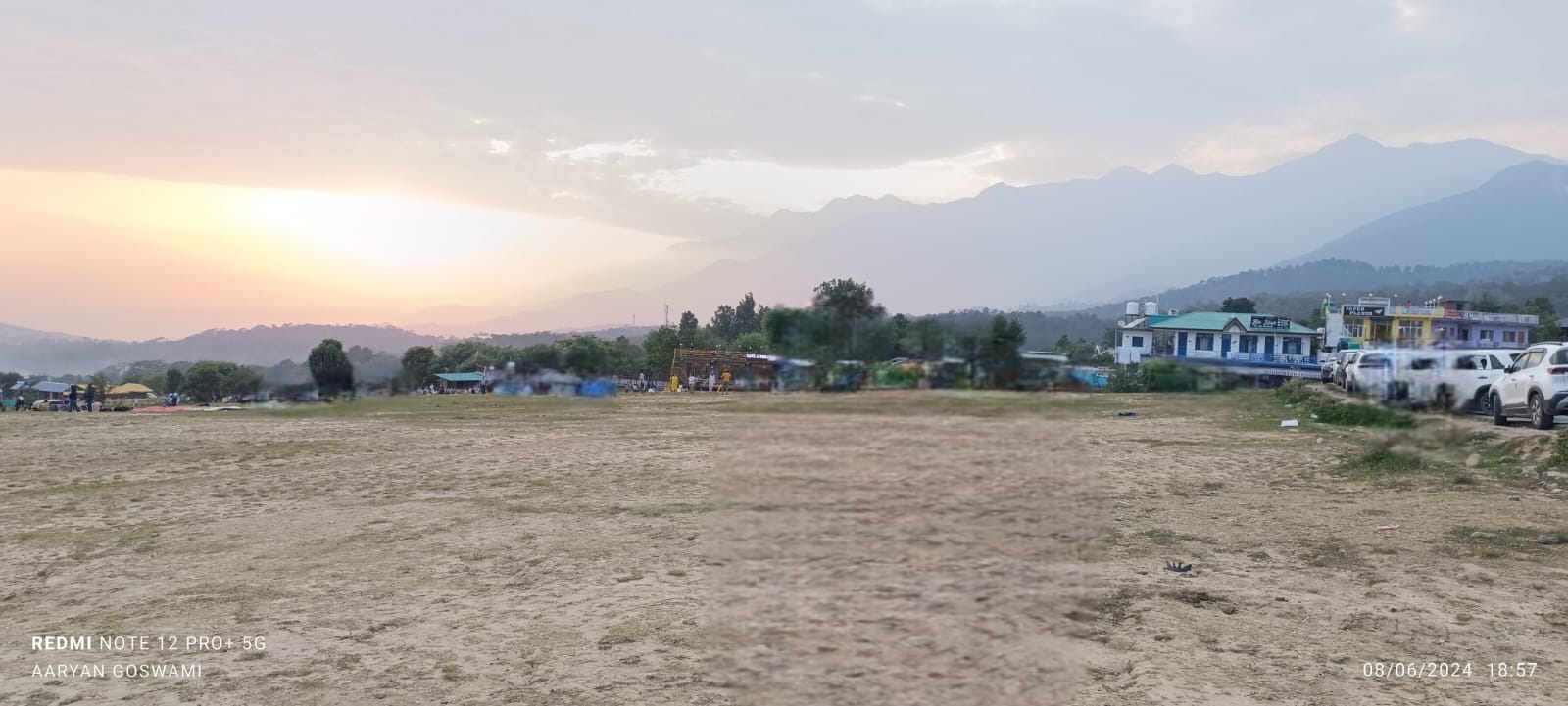 The main landing ground at Bir-Billing at dusk with mountains behind